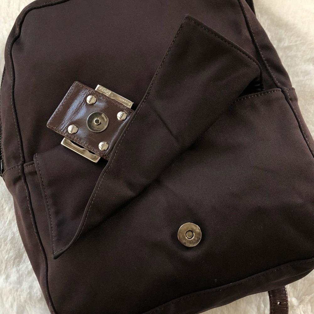 FENDI Brown Nylon Backpack w/ Leather Trim - Picture 4 of 8